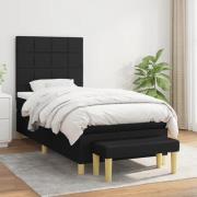 vidaXL Ramsäng med madrass svart 90x200 cm tyg