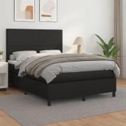 vidaXL Ramsäng med madrass svart 140x200 cm konstläder