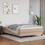 vidaXL Ramsäng med bäddmadrass cappuccino 140x190 cm konstläder