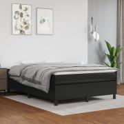 vidaXL Ramsäng med madrass svart 140x200 cm konstläder