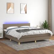 vidaXL Ramsäng med madrass & LED taupe 160x200 cm tyg