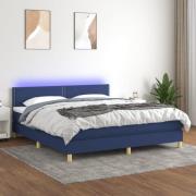 vidaXL Ramsäng med madrass & LED blå 160x200 cm tyg