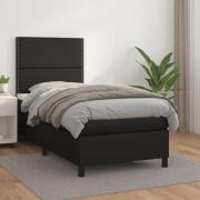 vidaXL Ramsäng med madrass svart 100x200 cm konstläder