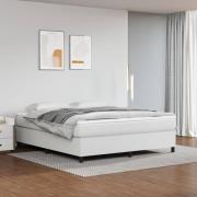 vidaXL Ramsäng med madrass vit 160x200 cm konstläder