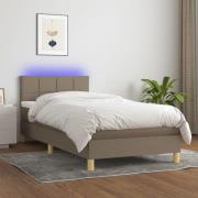 vidaXL Ramsäng med madrass & LED taupe 100x200 cm tyg