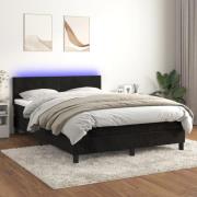 vidaXL Ramsäng med madrass & LED svart 140x200 cm sammet