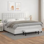 vidaXL Ramsäng med madrass vit 200x200 cm konstläder