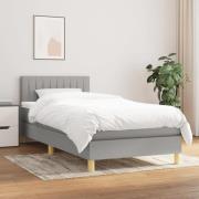 vidaXL Ramsäng med madrass ljusgrå 90x200 cm tyg