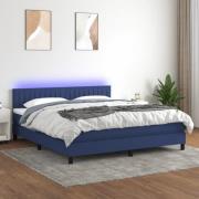 vidaXL Ramsäng med madrass & LED blå 160x200 cm tyg