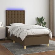 vidaXL Ramsäng med madrass & LED mörkbrun 80x200 cm tyg