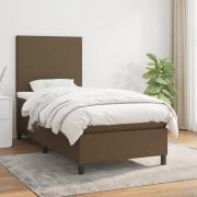 vidaXL Ramsäng med madrass mörkbrun 90x190 cm tyg