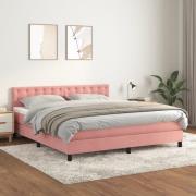 vidaXL Ramsäng med madrass rosa 160x200 cm sammet