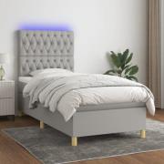 vidaXL Ramsäng med madrass & LED ljusgrå 80x200 cm tyg