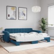 vidaXL Dagbädd utdragbar blå 90x200 cm sammet