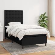 vidaXL Ramsäng med madrass svart 90x200 cm tyg