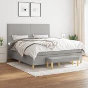 vidaXL Ramsäng med madrass ljusgrå 160x200 cm tyg
