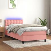 vidaXL Ramsäng med madrass rosa & LED 100x200 cm sammet