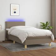 vidaXL Ramsäng med madrass & LED taupe 100x200 cm tyg