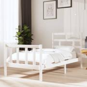 vidaXL Sängram vit massiv furu 90x200 cm
