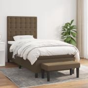 vidaXL Ramsäng med madrass mörkbrun 90x200 cm tyg