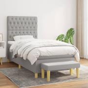 vidaXL Ramsäng med madrass ljusgrå 90x190 cm tyg