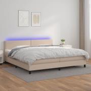 vidaXL Ramsäng med bäddmadrass & LED cappuccino 200x200 cm konstläder