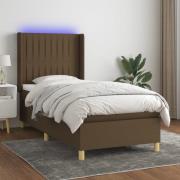 vidaXL Ramsäng med madrass & LED mörkbrun 100x200 cm tyg