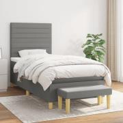 vidaXL Ramsäng med madrass mörkgrå 90x200 cm tyg