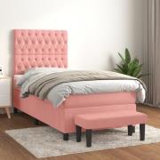 vidaXL Ramsäng med madrass rosa 90x200 cm sammet
