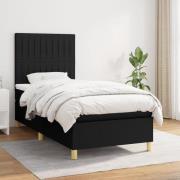 vidaXL Ramsäng med madrass svart 90x190 cm tyg
