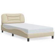 vidaXL Sängram utan madrass gräddvit 100x200 cm tyg