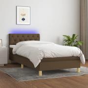 vidaXL Ramsäng med madrass & LED mörkbrun 80x200 cm tyg