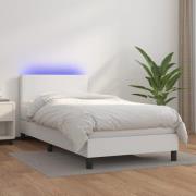 vidaXL Ramsäng med madrass & LED vit 80x200 cm konstläder