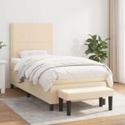 vidaXL Ramsäng med madrass gräddvit 90x190 cm tyg
