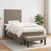 vidaXL Ramsäng med madrass taupe 90x200 cm tyg