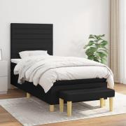 vidaXL Ramsäng med madrass svart 90x200 cm tyg