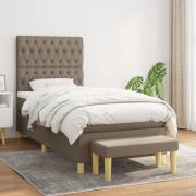 vidaXL Ramsäng med madrass taupe 90x190 cm tyg