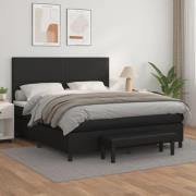vidaXL Ramsäng med madrass svart 180x200 cm konstläder