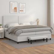 vidaXL Ramsäng med madrass vit 200x200 cm konstläder