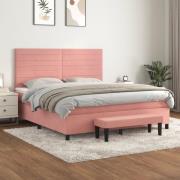 vidaXL Ramsäng med madrass rosa 180x200 cm sammet
