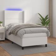 vidaXL Ramsäng med madrass & LED vit 90x190 cm konstläder