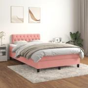vidaXL Ramsäng med madrass rosa 120x200 cm sammet
