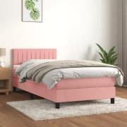 vidaXL Ramsäng med madrass rosa 80x200 cm sammet