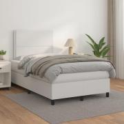 vidaXL Ramsäng med madrass vit 120x200 cm konstläder