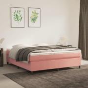 vidaXL Ramsäng med madrass rosa 160x200 cm sammet