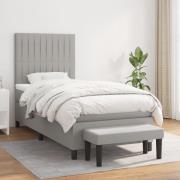 vidaXL Ramsäng med madrass ljusgrå 90x200 cm tyg