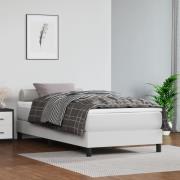 vidaXL Ramsäng med madrass vit 100x200 cm konstläder