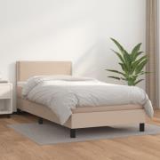vidaXL Ramsäng med bäddmadrass cappuccino 100x200 cm konstläder