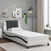 vidaXL Sängram med huvudgavel vit och svart 90x190 cm konstläder