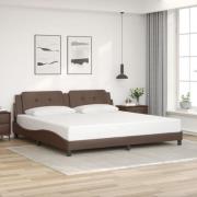 vidaXL Sängram med huvudgavel brun 200x200 cm konstläder